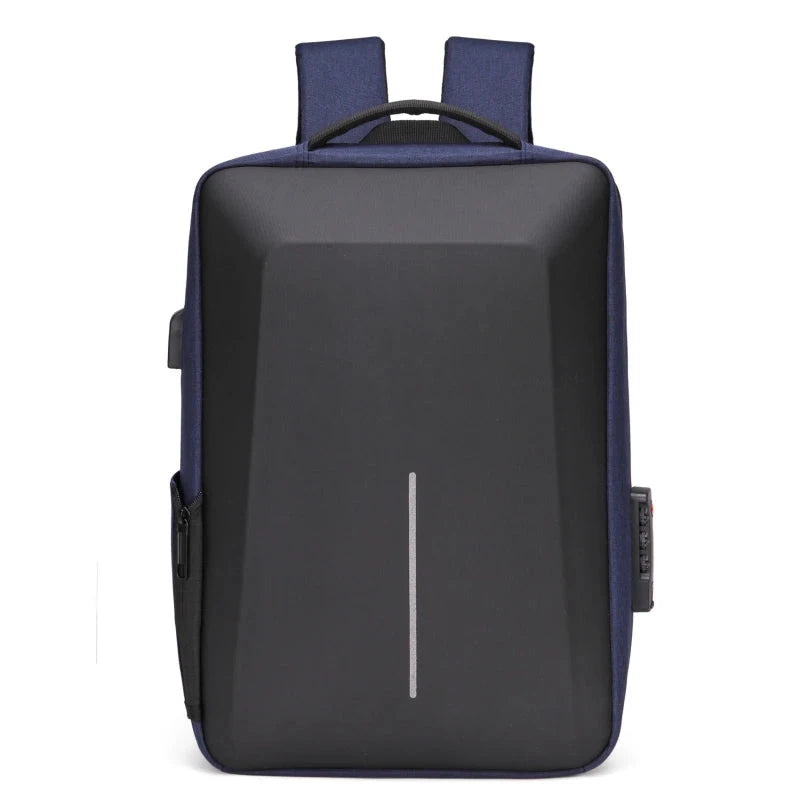 mochila anti roubo com usb azul