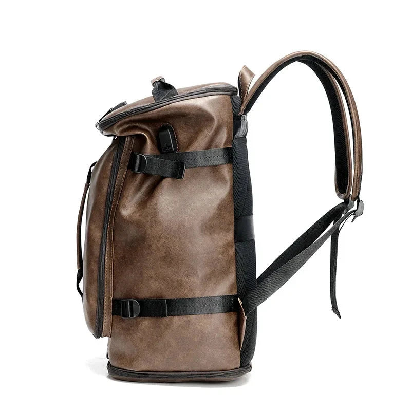 mochila anti roubo com codigo viagem castanha