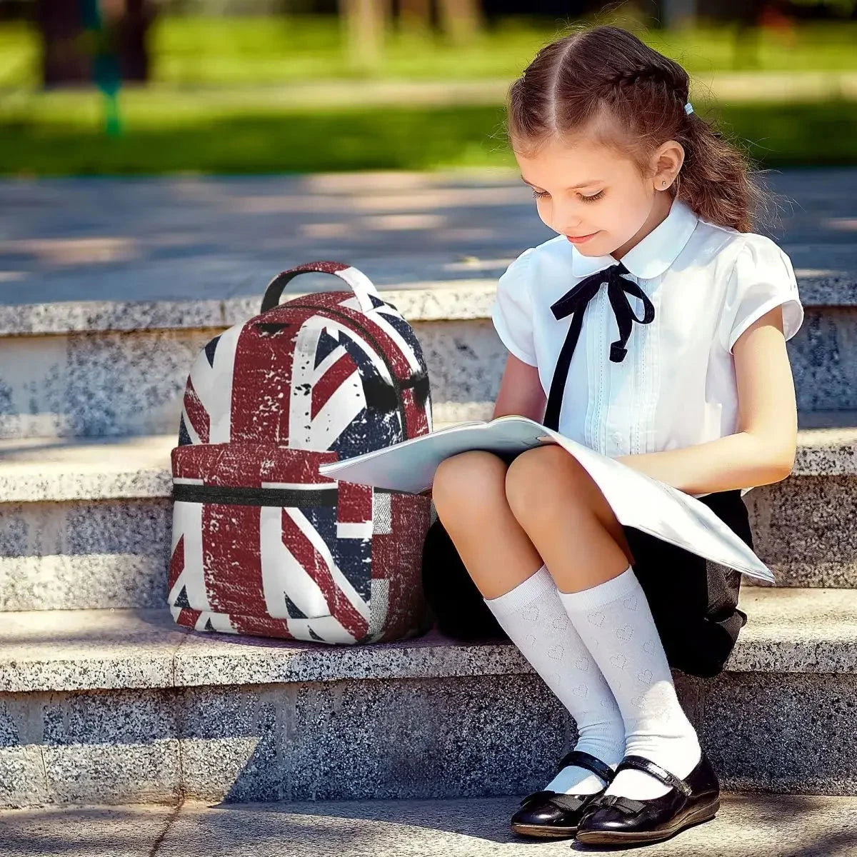 Mochila Bandeira Reino Unido Escolar menina