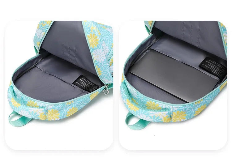 Mochila Escolar Estojo e Lancheira com Flores estduante