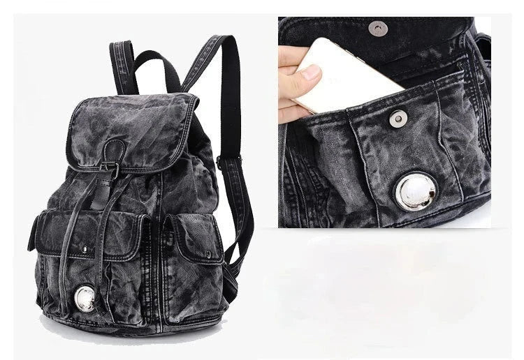 Mochila Jeans Feminina preto