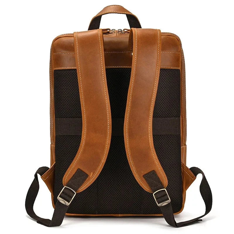 mochila vintage de pele executiva