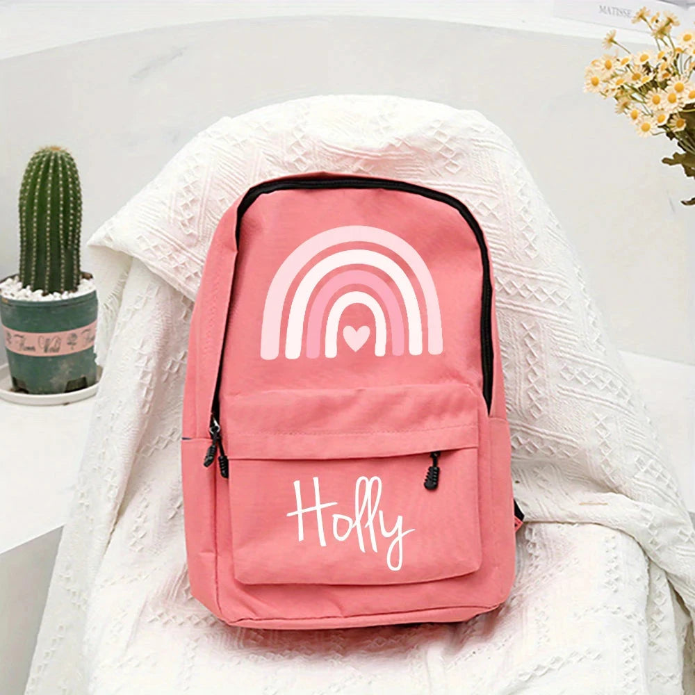 Mochila Personalizada com Nome Arco-Íris