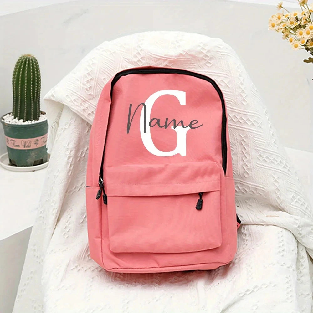 Mochila com Nome Personalizada Rosa primaria