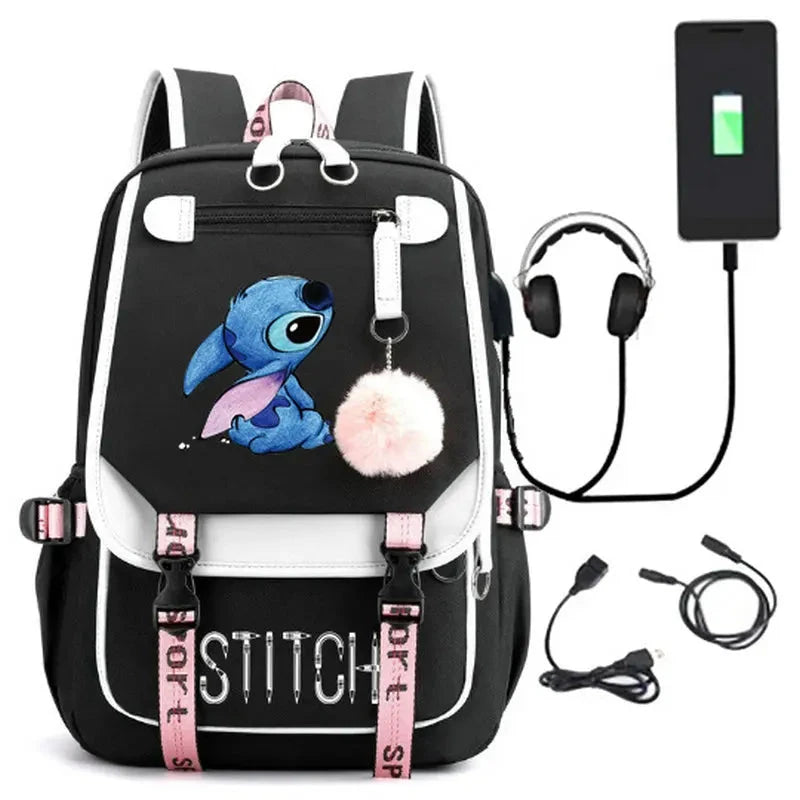 mochila stitch feminina escolar usb