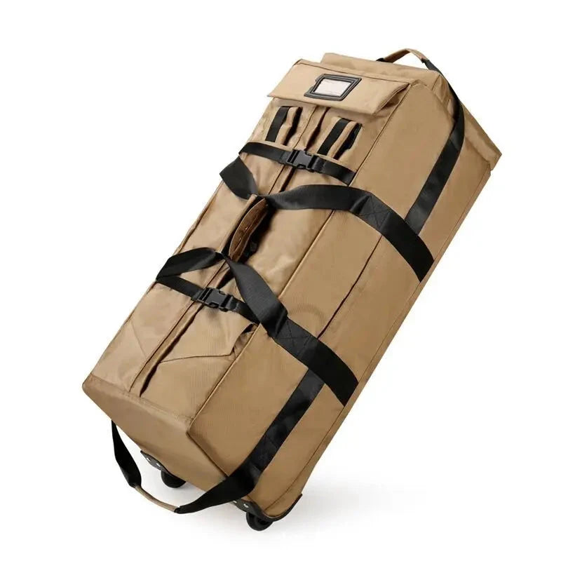 saco mochila com rodas viagem homem bege