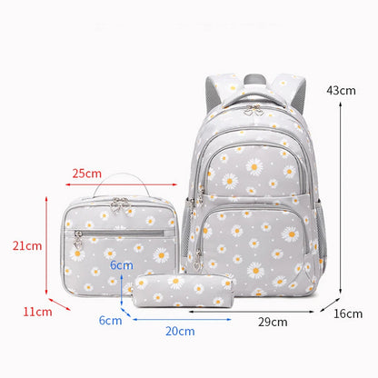 Mochila Estojo e Lancheira Infantil com Flores