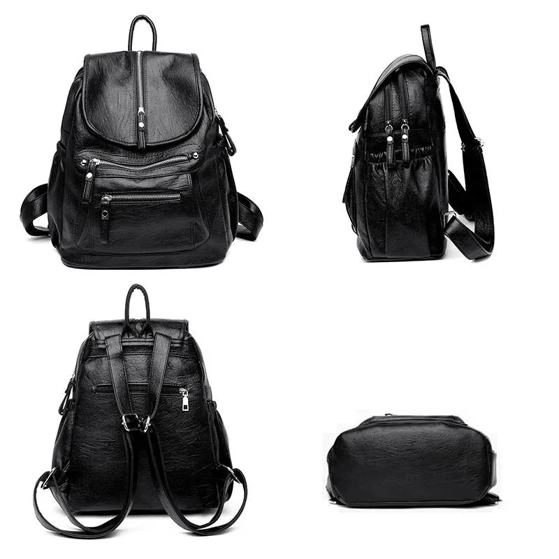 mochila pele feminina casual preto