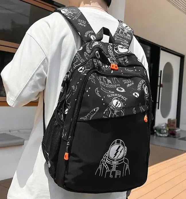 mochila rapaz escolar astronauta escola