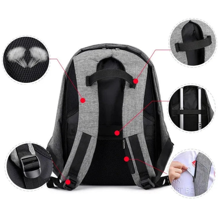 mochila anti roubos com fecho escondido para portatil 15.6