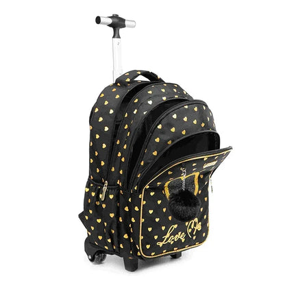 mochila escola trolley menina com estojo e lancheira roda