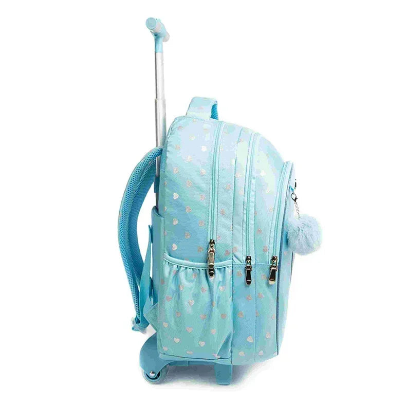 mochila escola trolley meninas com estojo e lancheira