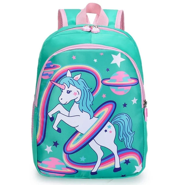 mochila unicornio crianca verde