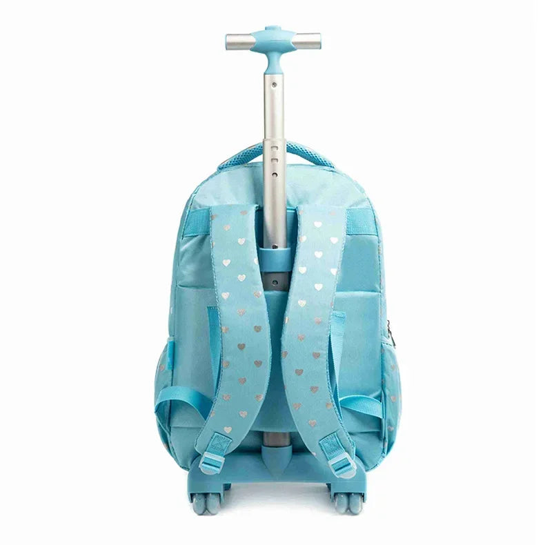 mochila escolar trolley menina com estojo e lancheira 