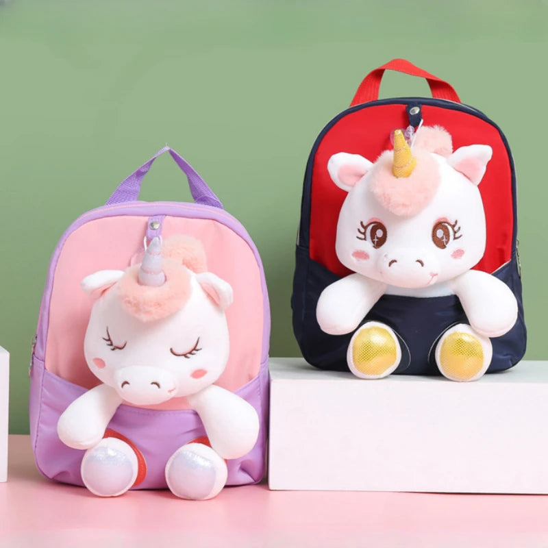 mochilas pré escolar unicornio peluche