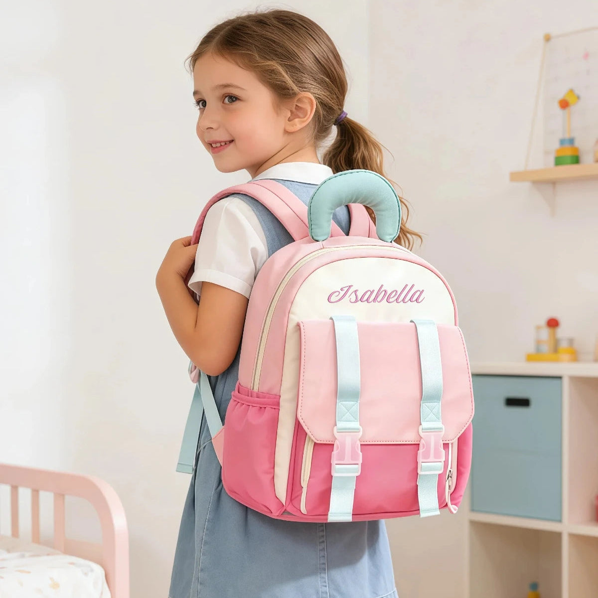 Mochila Pré-Escolar Personalizada com Nome Bordado de menina