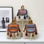 mini mochilas boho com franjas