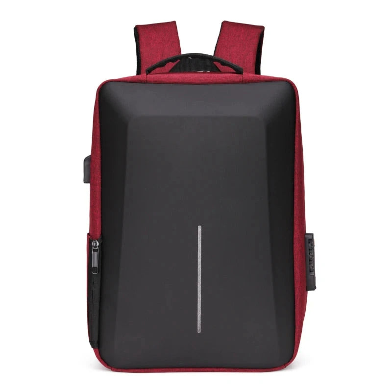 mochila anti roubo com usb vermelha