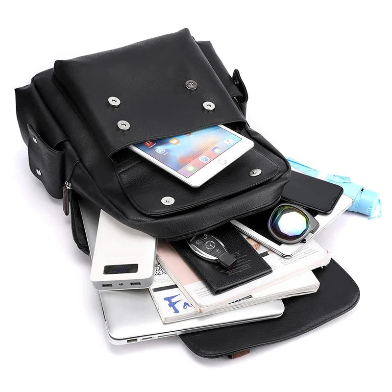 mochila vintage carteiro preta