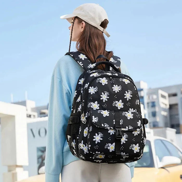 Mochila Escolar Flores