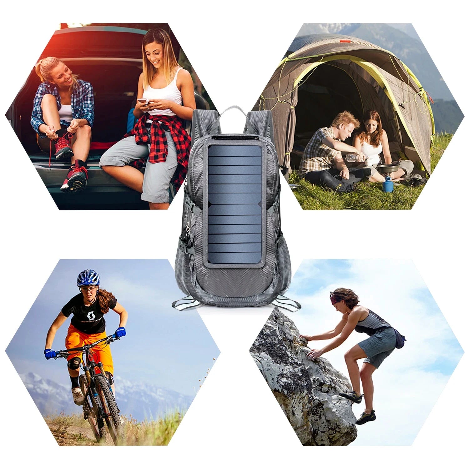 Mochila com Painel Solar campismo