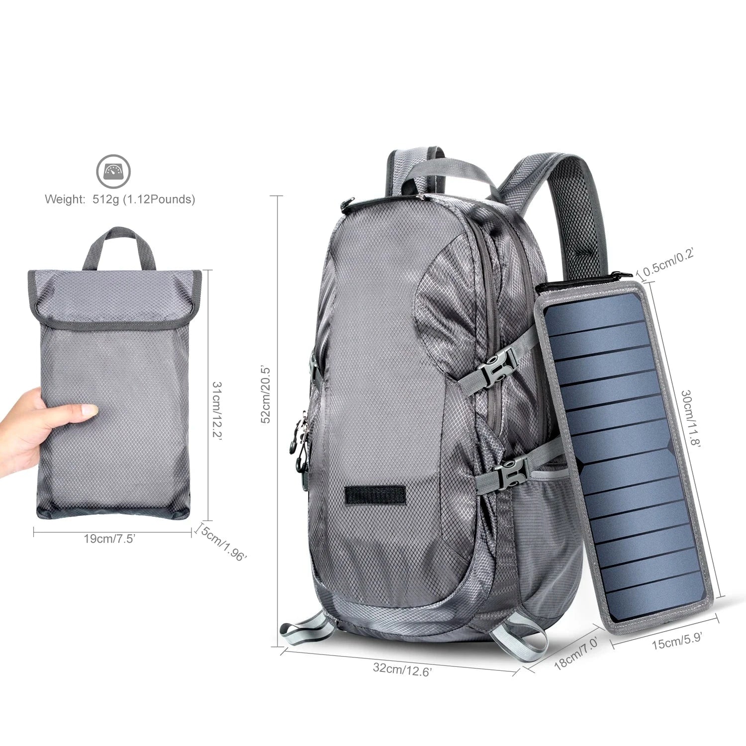 Mochila com Painel Solar usb