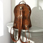 mochila com relogio feminina vintage castanha