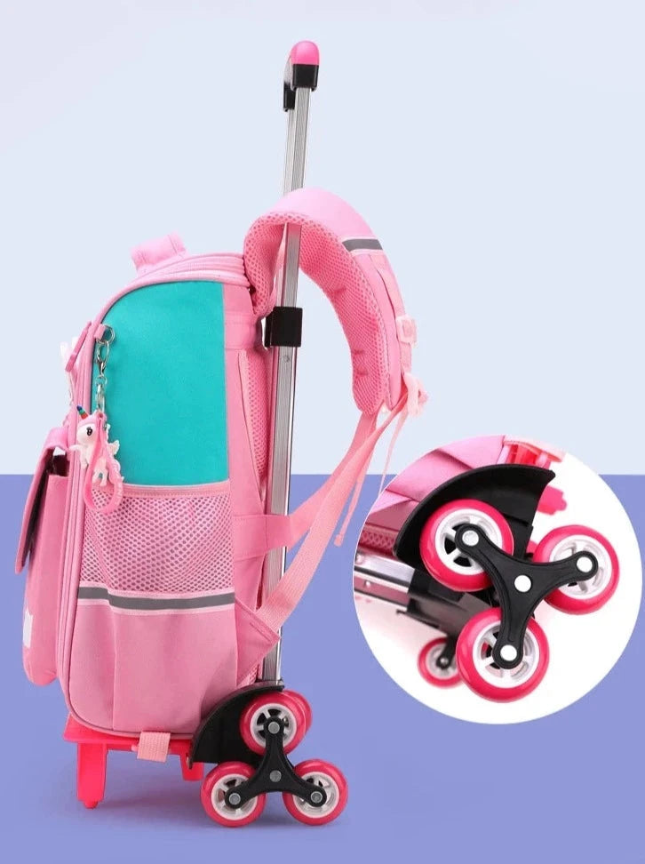 mochila com rodinhas unicornio escolar trolley