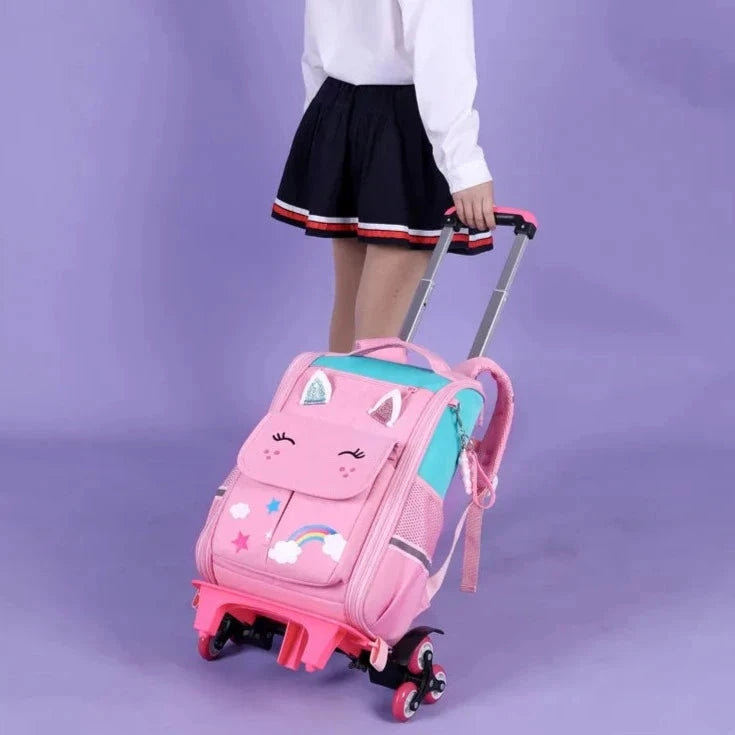 mochila com rodinhas unicornio escolar rosa