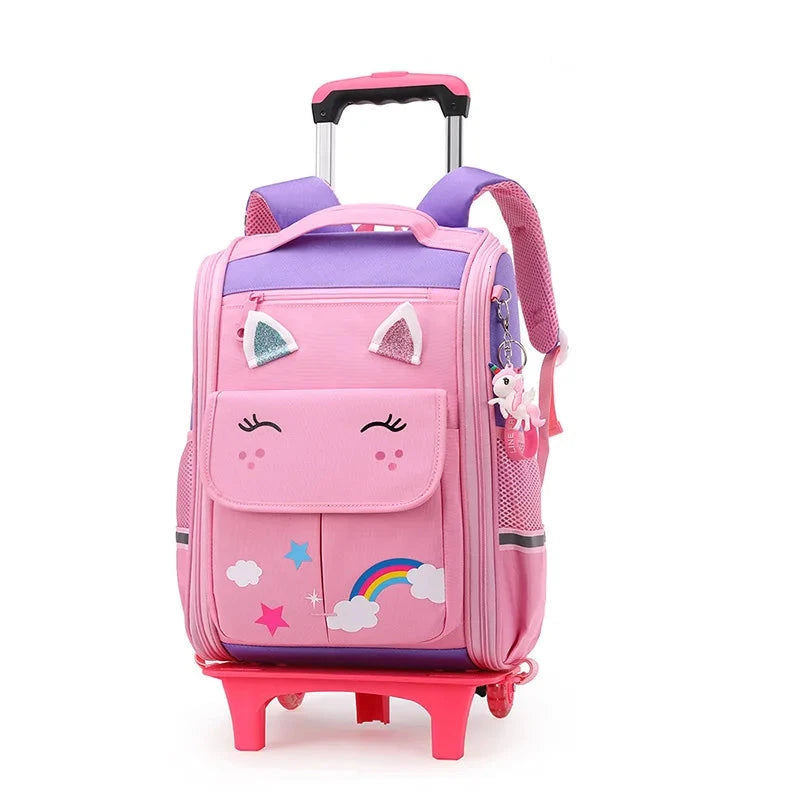 mochila com rodas unicornio escolar criança
