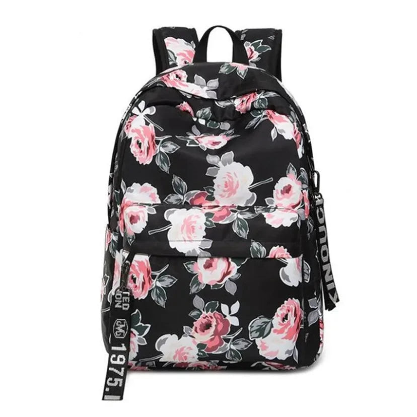 mochila com rosas escolar