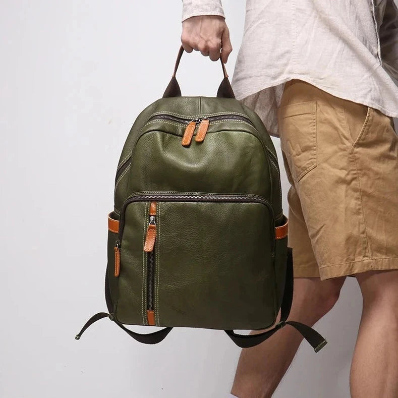 mochila de couro retro vintage masculina