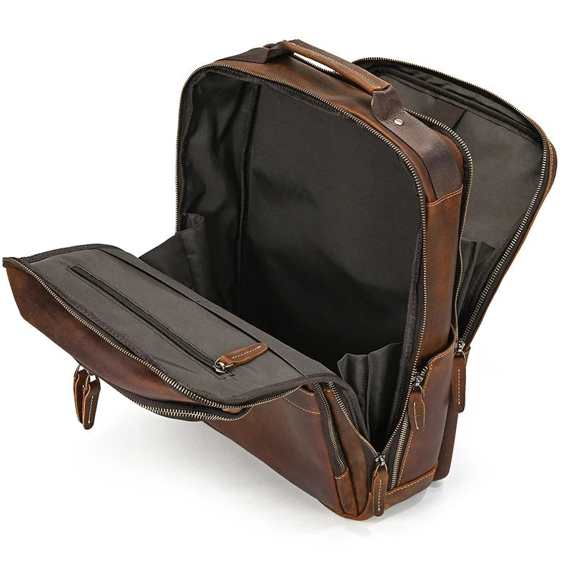 mochila de couro vintage grande