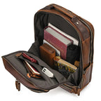 mochila pele de couro vintage