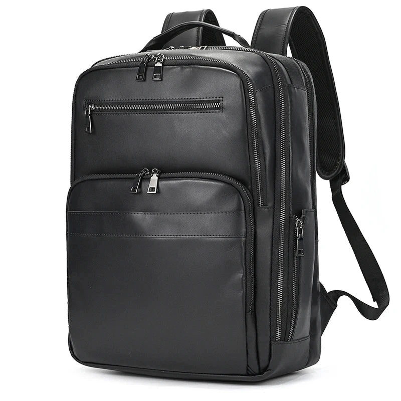 mochila de couro preto vintage 