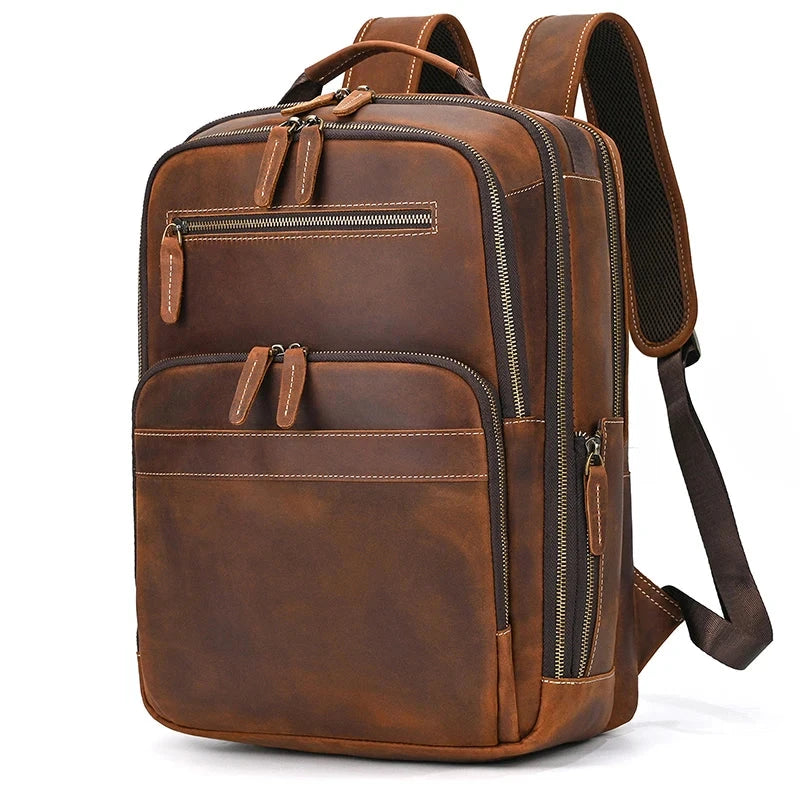 mochila de couro vintage marrom