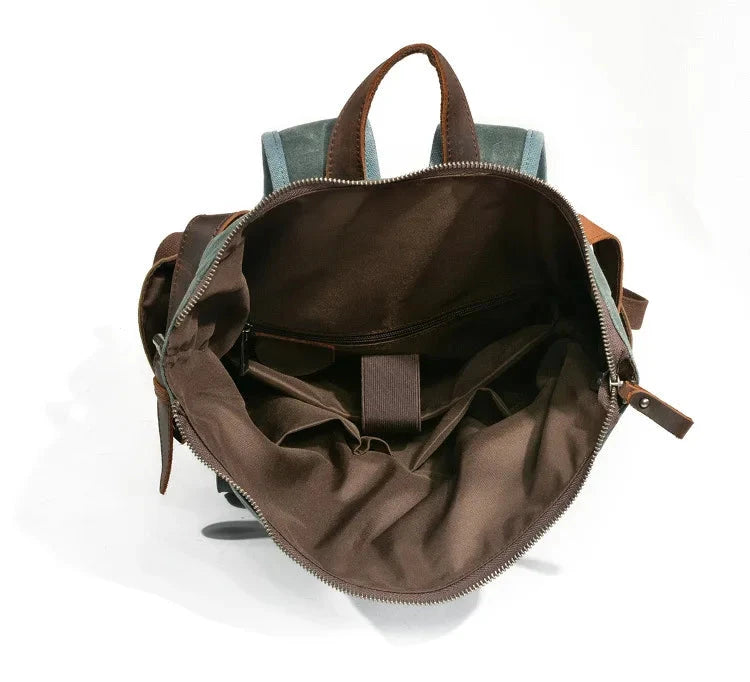 Mochila de Lona e Pele Vintage retro