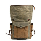 Mochila Lona Pele Vintage