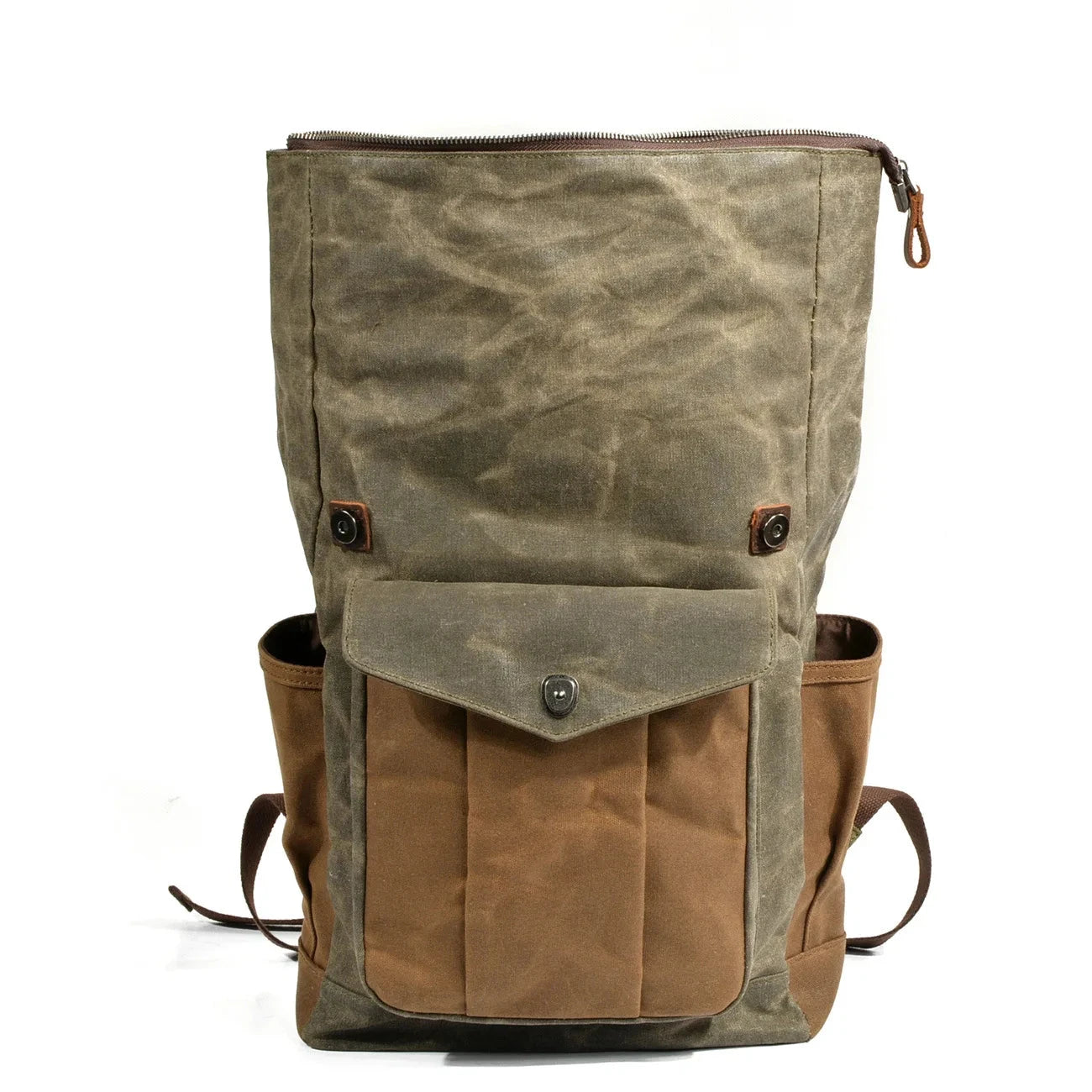 Mochila Lona Pele Vintage