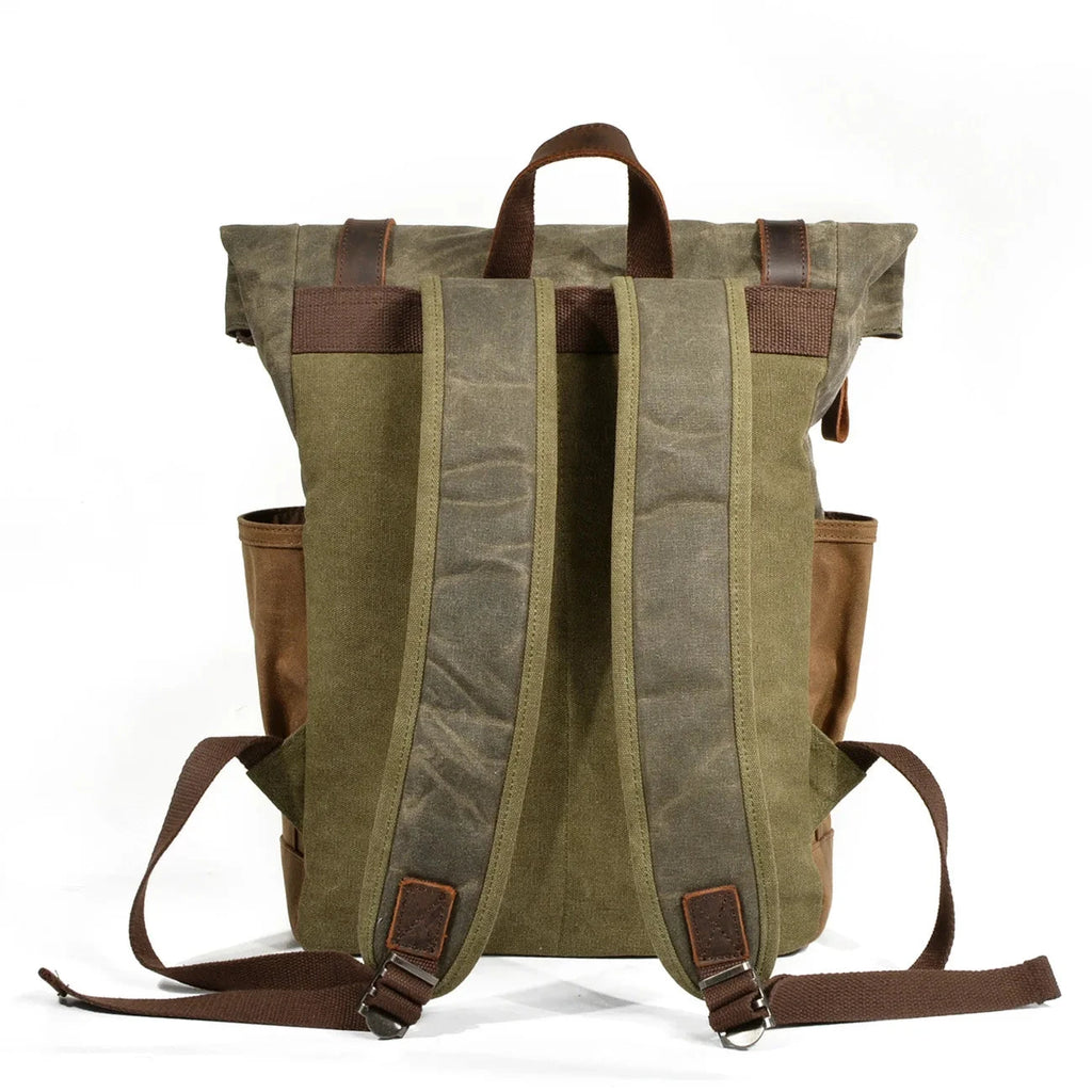 Mochila de Lona Pele Vintage