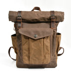 Mochila de Lona canvas e Pele Vintage