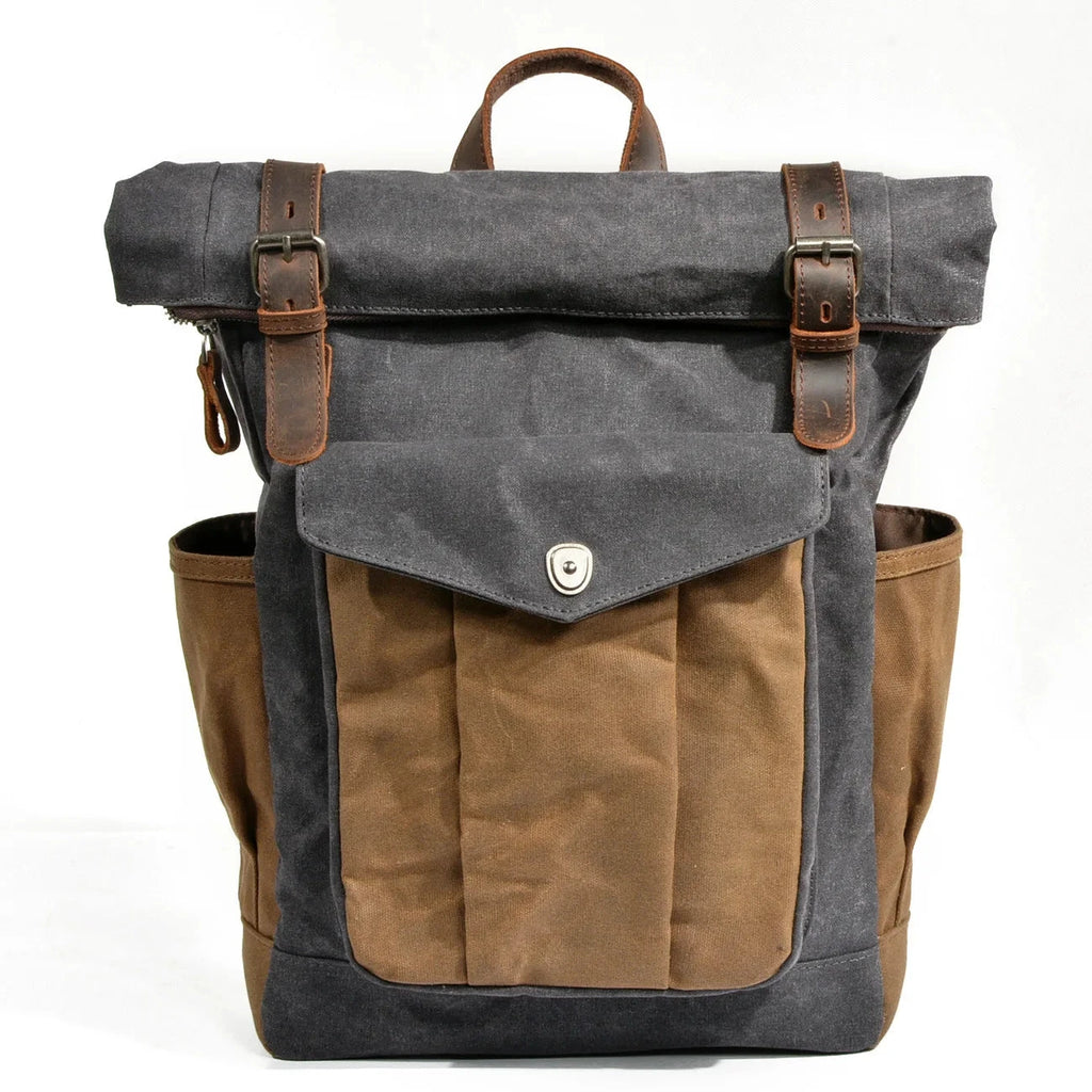 Mochila de Lona e Pele Vintage canvas