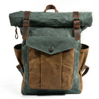Mochila em Lona e Pele Vintage