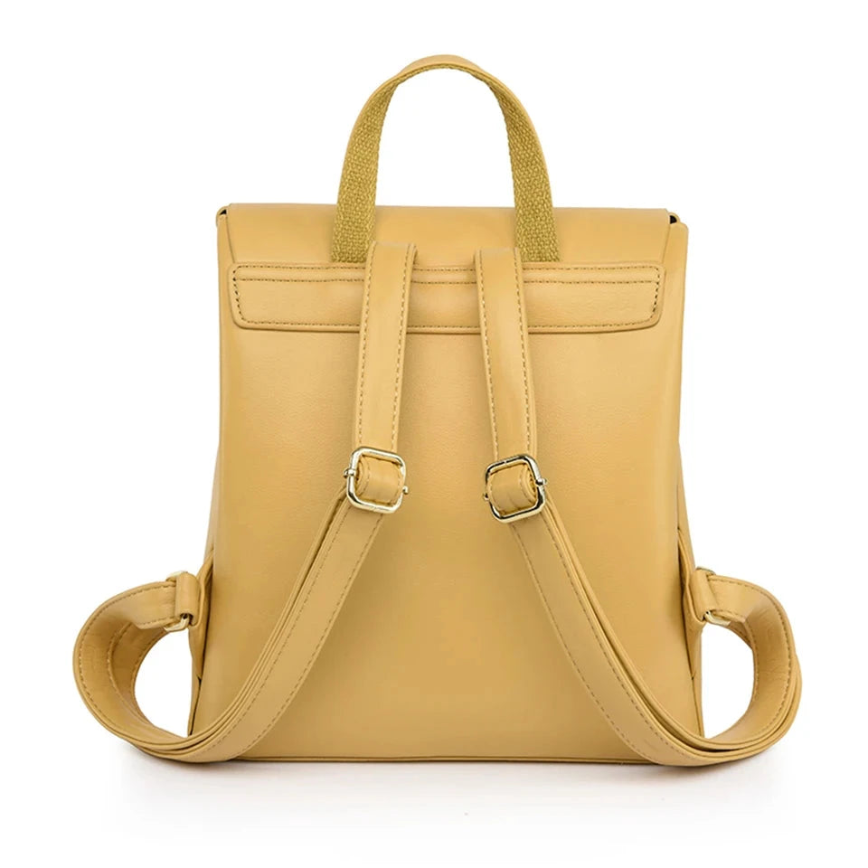 Mochila de Senhora Elegante com Aba Amarelo