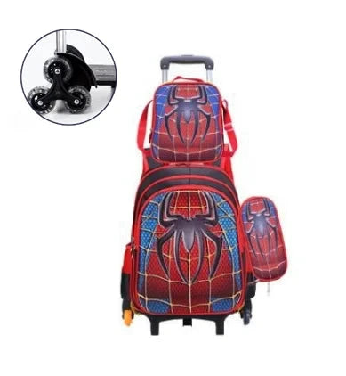 Mochila do Homem Aranha de Rodinhas com Lancheira e Estojo
