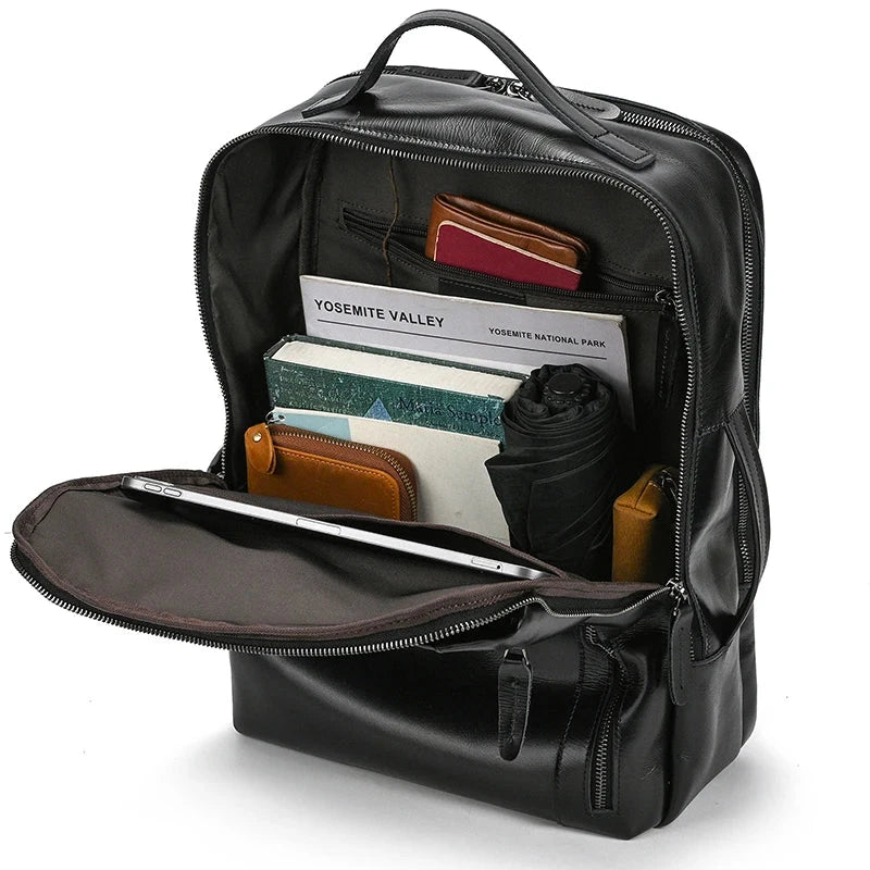 Mochila em Couro Masculina Vintage trabalho