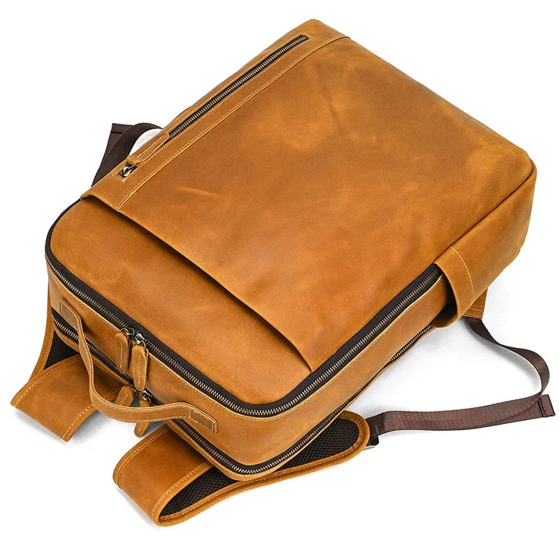 Mochila em Couro Masculina Vintage