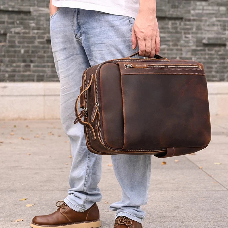 Mochila de Couro Masculina Vintage