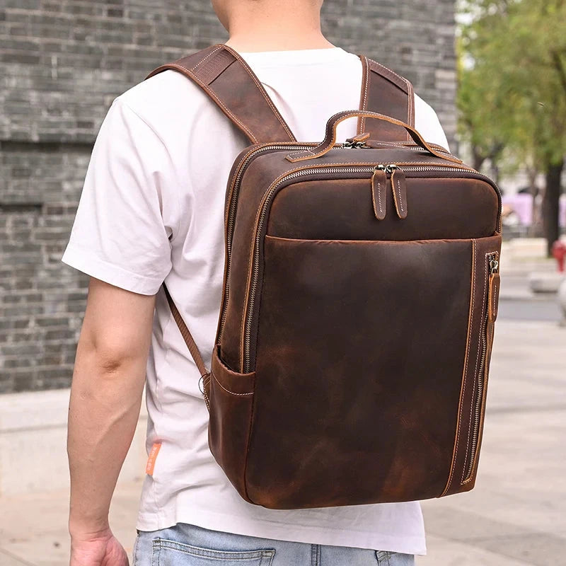 Mochila em Couro Masculina Vintage homem
