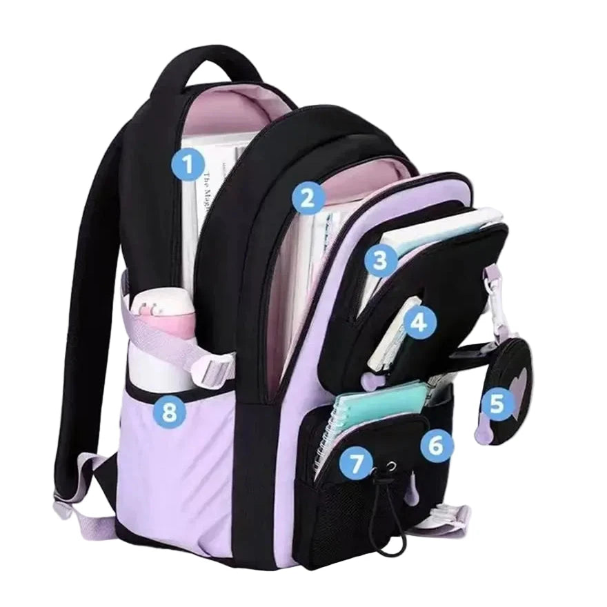 Mochila Escola Menina com Coração